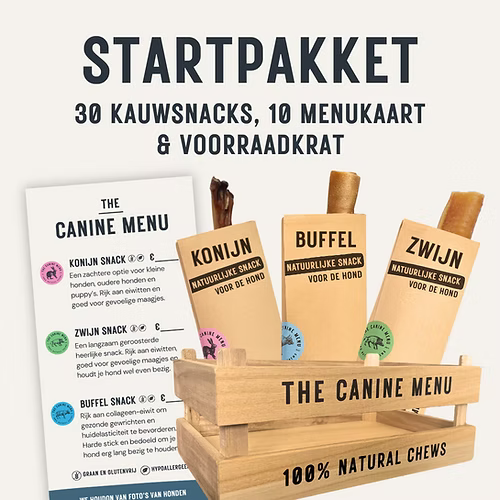 Start Pakket (30 hondenkauwsnacks & krat)